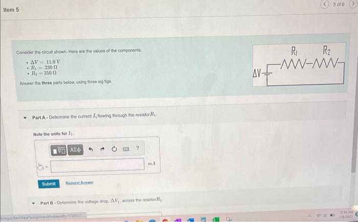 Solved Item 5 Consider the circuit shown. Here are the | Chegg.com