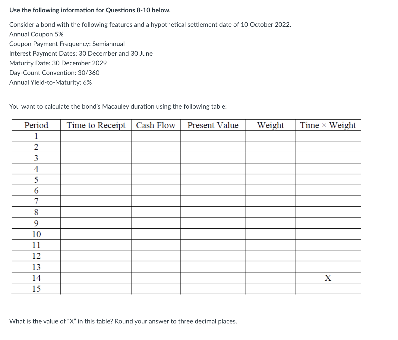 Solved Use the following information for Questions 810