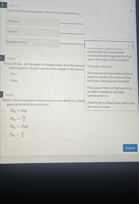 Solved 1 Point Fill In The Blank The Volume Principle 0073