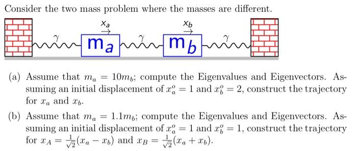 Solved Consider The Two Mass Problem Where The Masses Are | Chegg.com