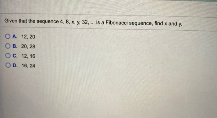 Solved Given that the sequence 4, 8, x, y, 32, ... is a | Chegg.com