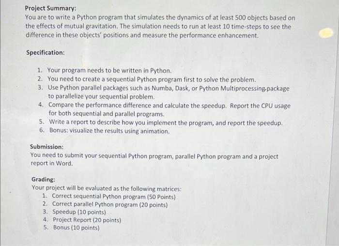 Solved Project Summary: You are to write a Python program | Chegg.com
