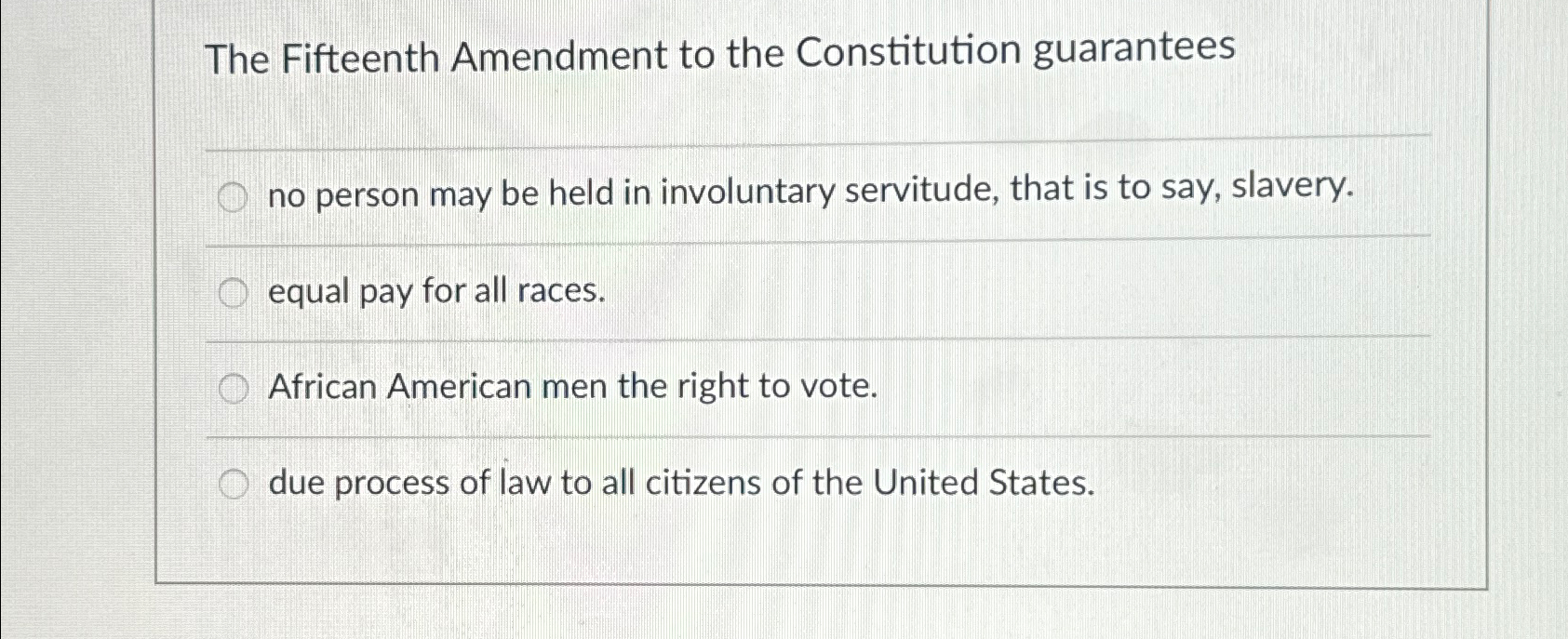 Solved The Fifteenth Amendment to the Constitution | Chegg.com