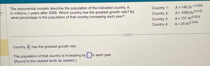 Solved The exponential models describe the population of the | Chegg.com