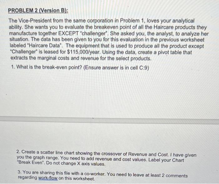 PROBLEM 2 (Version B): The Vice-President from the | Chegg.com