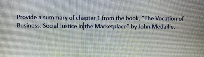 Solved Provide a summary of chapter 1 from the book, "The | Chegg.com