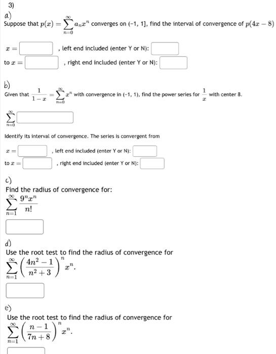 a) x=, left end included (enter Y or N): to x=, right | Chegg.com