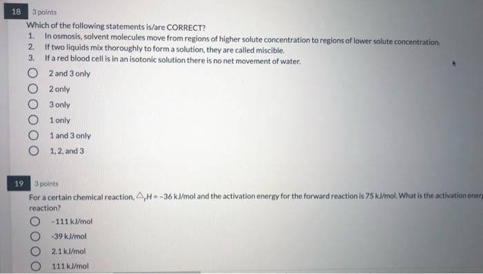 Solved 18 3 points Which of the following statements is/are | Chegg.com