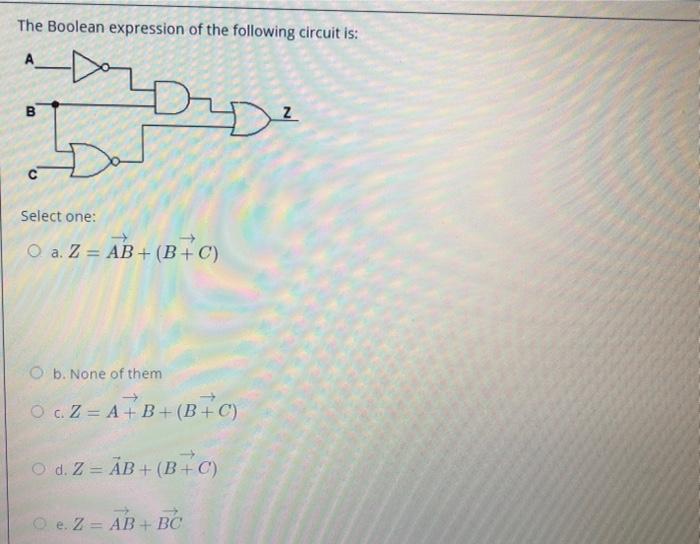 Solved The Boolean expression of the following circuit is: A | Chegg.com