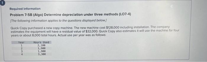 Solved Required information Problem 7-5B (Algo) Determine | Chegg.com