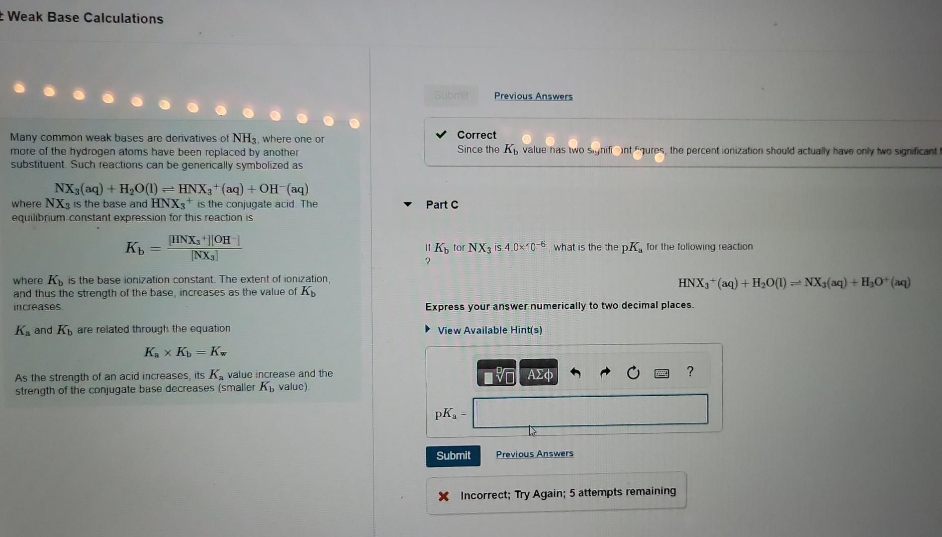 Weak Base Simulation Solved Weak Base Calculations Many common weak bases are | Chegg.com