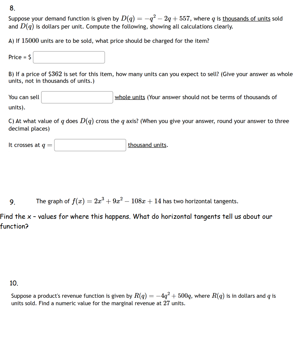 Solved Suppose your demand function is given by | Chegg.com