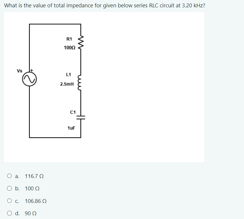 Solved What is the value of total impedance for given below