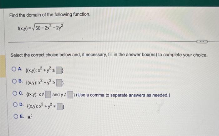 Solved Find the domain of the following function. | Chegg.com