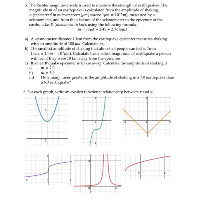 Solved 5. The Richter magnitude scale is used to measure the | Chegg.com