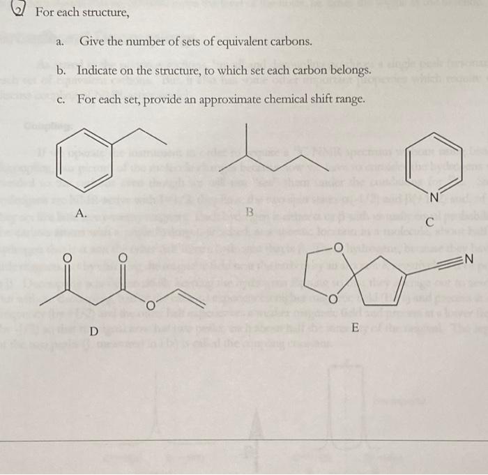 Solved For each structure, a. Give the number of sets of | Chegg.com
