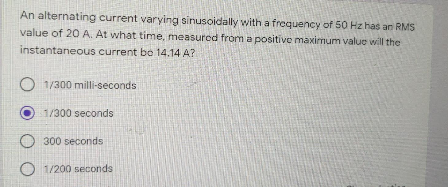 Solved An alternating current varying sinusoidally with a | Chegg.com