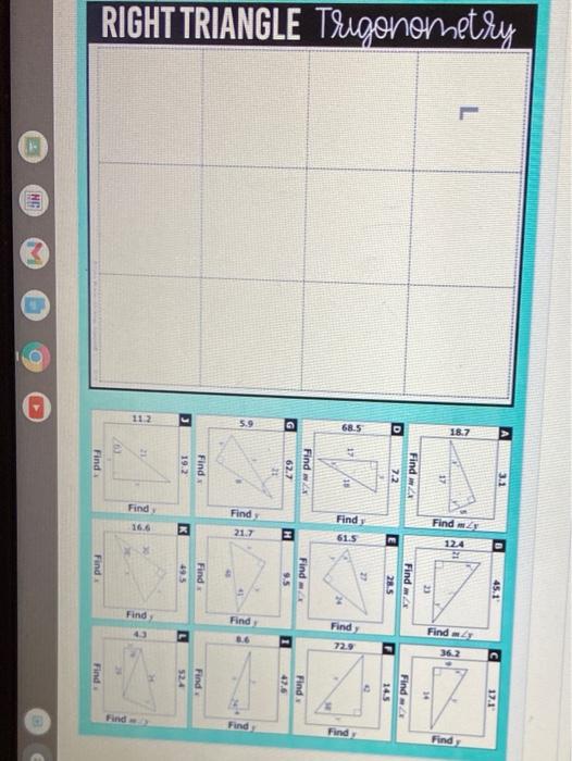 Solved RIGHT TRIANGLE Trigonometry 112 5.9 G 68.5 D 18.7 12 | Chegg.com