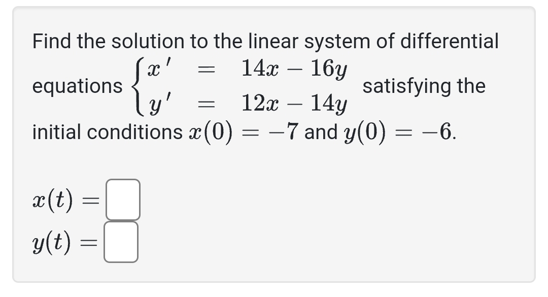 Solved Find The Solution To The Linear System Of | Chegg.com