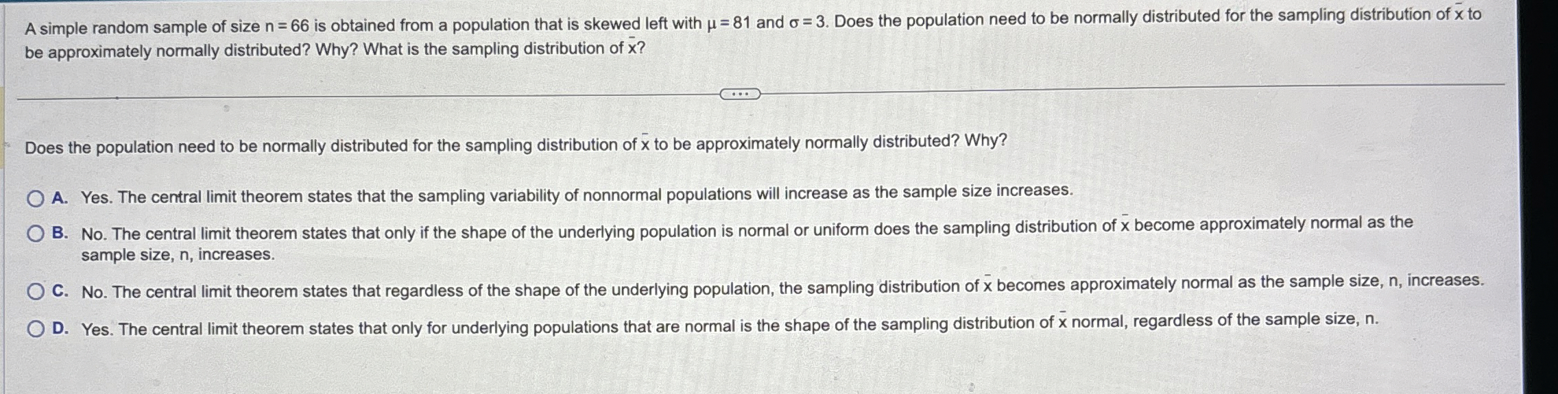 Solved A simple random sample of size n=66 ﻿is obtained from | Chegg.com