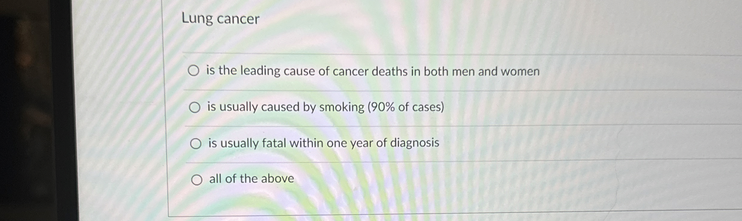 Solved Lung canceris the leading cause of cancer deaths in | Chegg.com