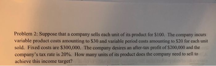 Solved Problem 2: Suppose that a company sells each unit of | Chegg.com