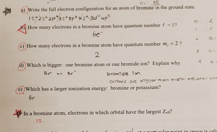 Solved B5 A) Write The Full Electron Configuration For An | Chegg.com