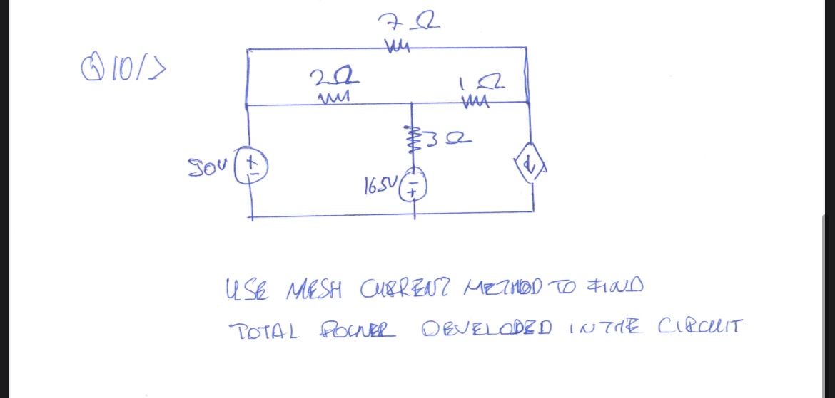 Solved USE MESH CURRENT METHOD TO FINDTOTAL POCNER DEVELODED | Chegg.com