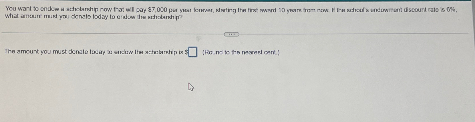 Solved You want to endow a scholarship now that will pay | Chegg.com