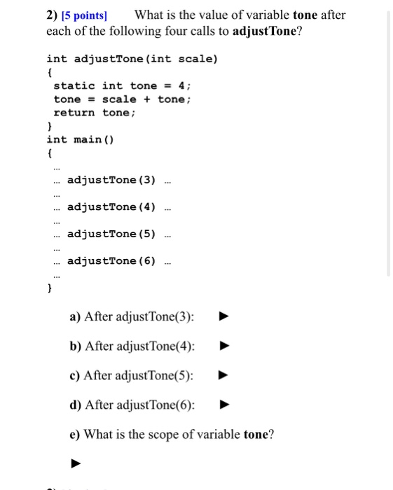 Solved 2) (5 points What is the value of variable tone after | Chegg.com