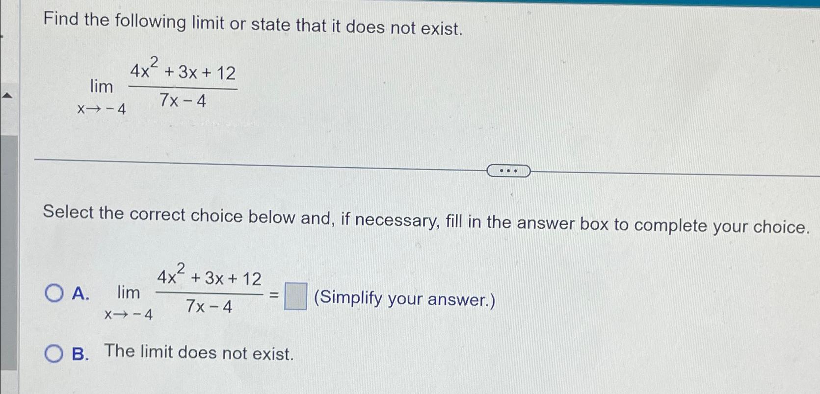 solved-find-the-following-limit-or-state-that-it-does-not-chegg