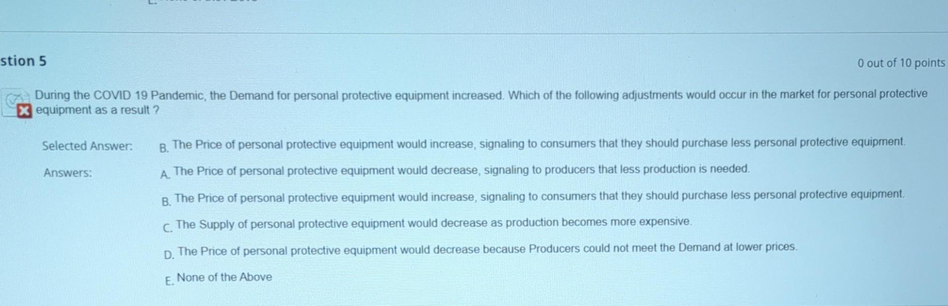 Solved During the COVID 19 Pandemic, the Demand for personal