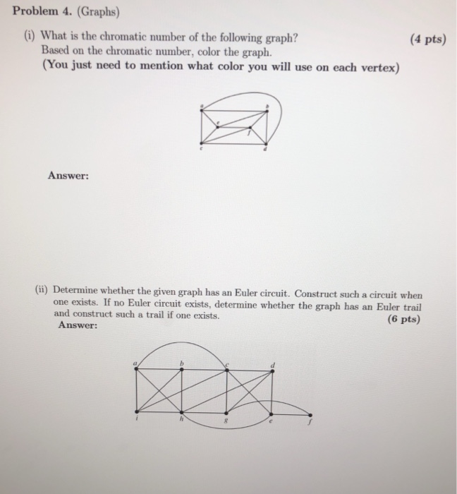Solved: Problem 4. (Graphs) (i) What Is The Chromatic Numb ...