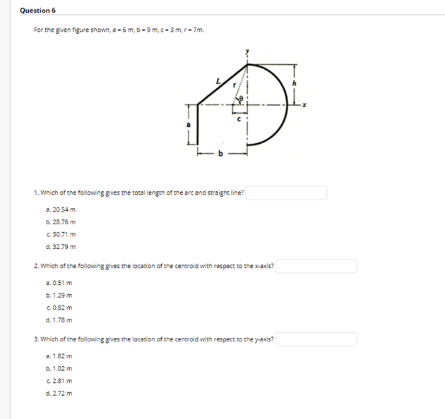 Solved Question 6 For the given figure shown, a = 5m, b = | Chegg.com
