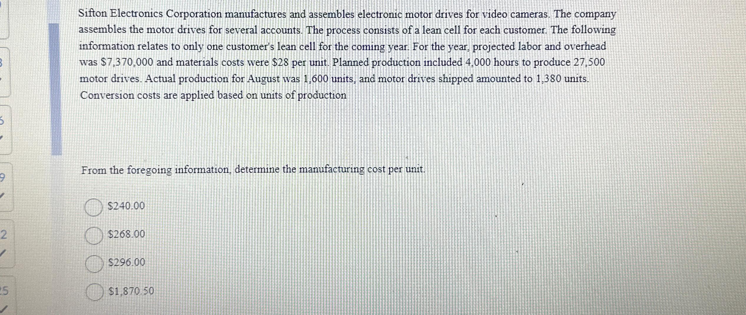 Solved Sifton Electronics Corporation manufactures and