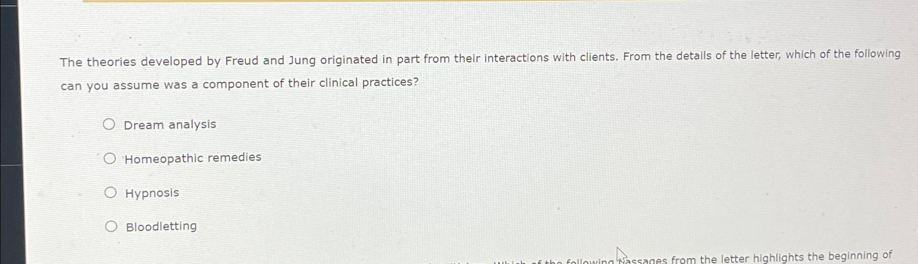 Solved The theories developed by Freud and Jung originated | Chegg.com