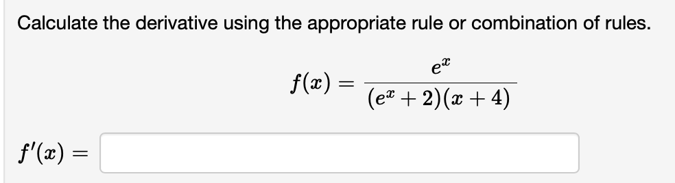 Solved Calculate the derivative using the appropriate rule | Chegg.com