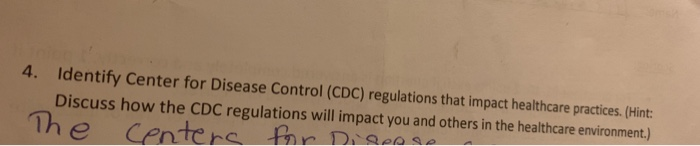 Solved 4. Identify Center For Disease Control (CDC) | Chegg.com