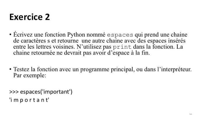 Solved Exercice 2 crivez une fonction Python nomm Chegg