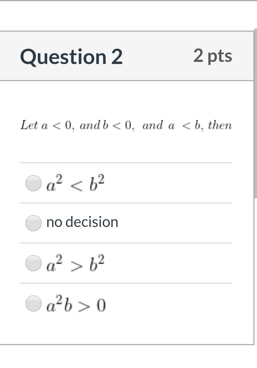 Solved Question 2 2 pts Let a