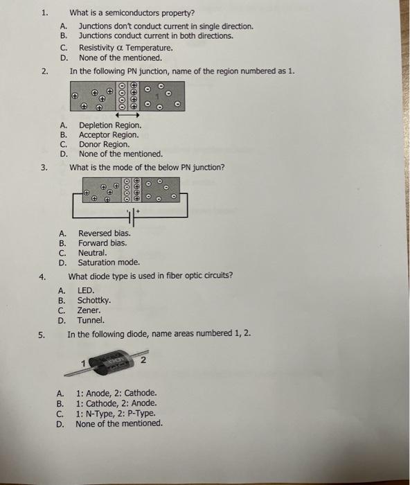 Solved 1. What Is A Semiconductors Property? A. Junctions | Chegg.com