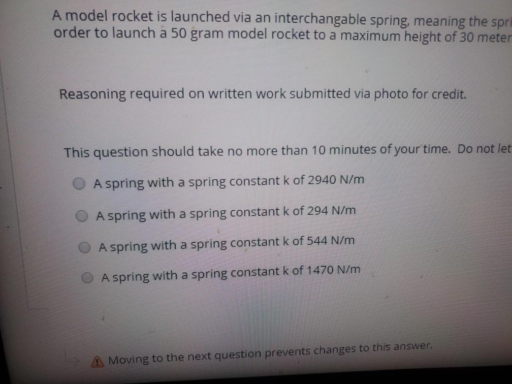 Solved A Model Rocket Is Launched Via An Interchangable S Chegg Com