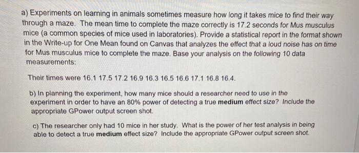 experiments on learning in animals sometimes measure