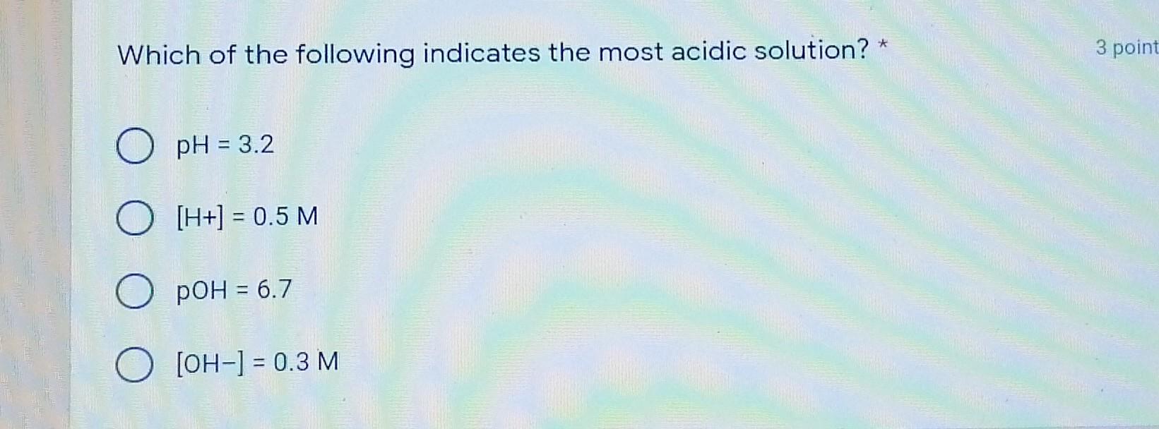 Solved Which Of The Following Indicates The Most Acidic | Chegg.com