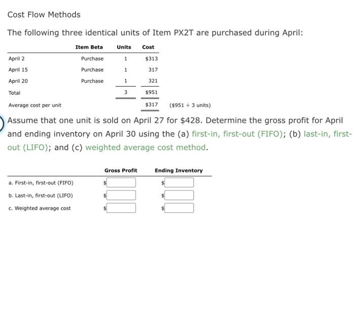 Solved Cost Flow Methods The following three identical units | Chegg.com