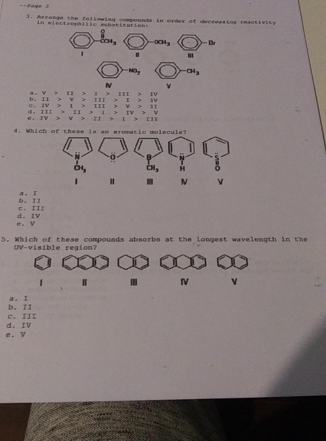 Solved -- Page 2 3. Arrange the following compounds in order | Chegg.com