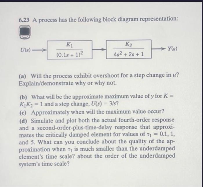 Solved 6.23 A Process Has The Following Block Diagram | Chegg.com