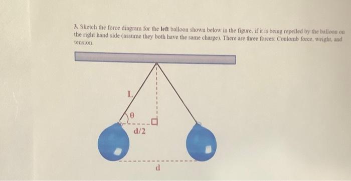 Solved 3. Sketch the force diagram for the lef balloon shown | Chegg.com
