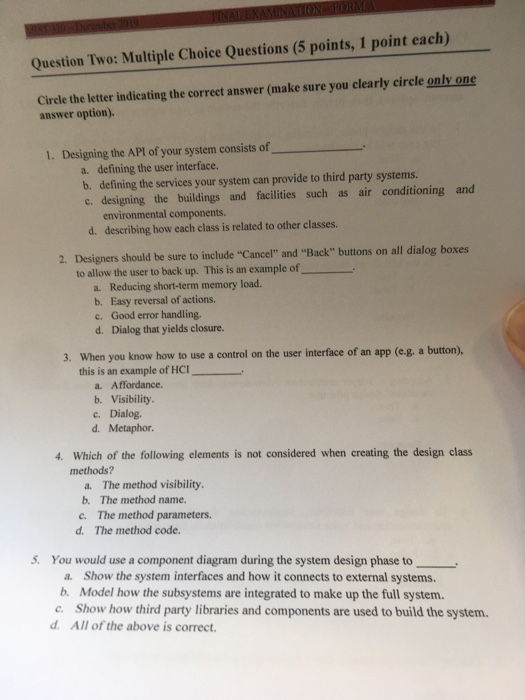 Solved NATION FORMA Question Two: Multiple Choice Questions | Chegg.com