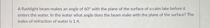 Solved A flashlight beam makes an angle of \\( 60^{\\circ} | Chegg.com